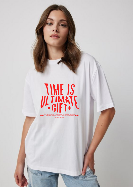 Oversized Unisex T-Shirt  | "Time is Ultimate Gift" Printed T-shirt